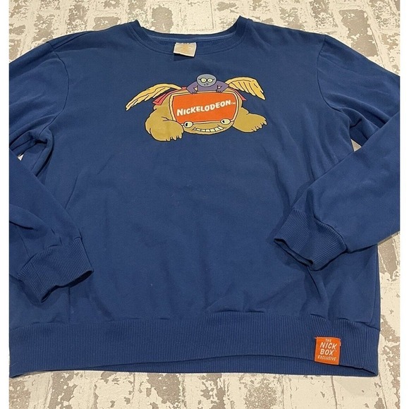 Nickelodeon Nick Box Sweatshirt Adult Size Medium Blue Bumper Monster Top - Picture 1 of 8